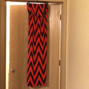 Strapless Chevron Maxi Dress